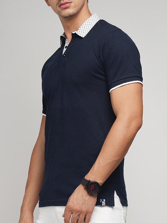 navy blue cotton polo t-shirt - 15118480 - Zoom Image - 2