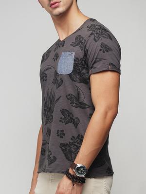 grey cotton all over print t-shirt - 15118503 - Standard Image - 2