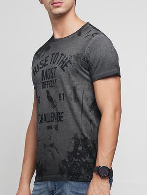 grey cotton all over print t-shirt - 15118505 - Standard Image - 2