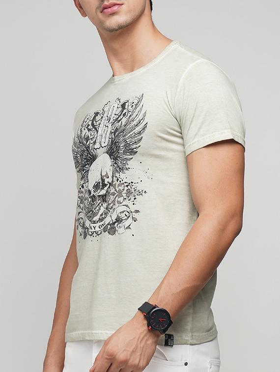 grey cotton chest print t-shirt - 15118531 - Zoom Image - 2