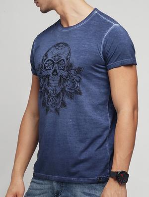 blue cotton chest print t-shirt - 15118534 - Standard Image - 2