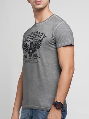grey cotton chest print t-shirt - 15118537 - Standard Image - 2