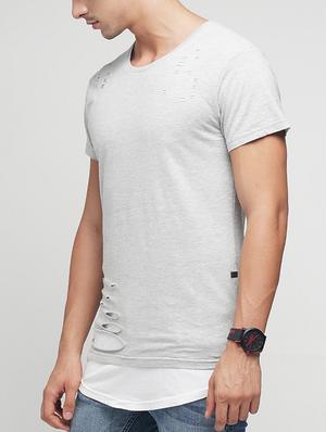 grey cotton ripped t-shirt - 15118541 - Standard Image - 2