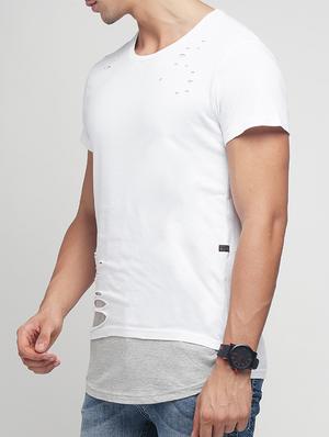 white cotton ripped t-shirt - 15118543 - Standard Image - 2