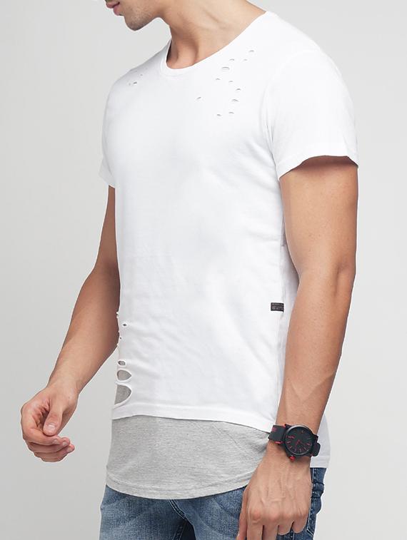 white cotton ripped t-shirt - 15118543 - Zoom Image - 2