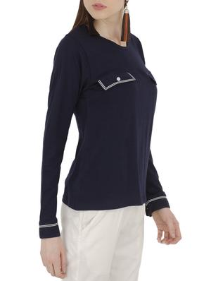 navy blue solid cotton tee - 15118559 - Standard Image - 2