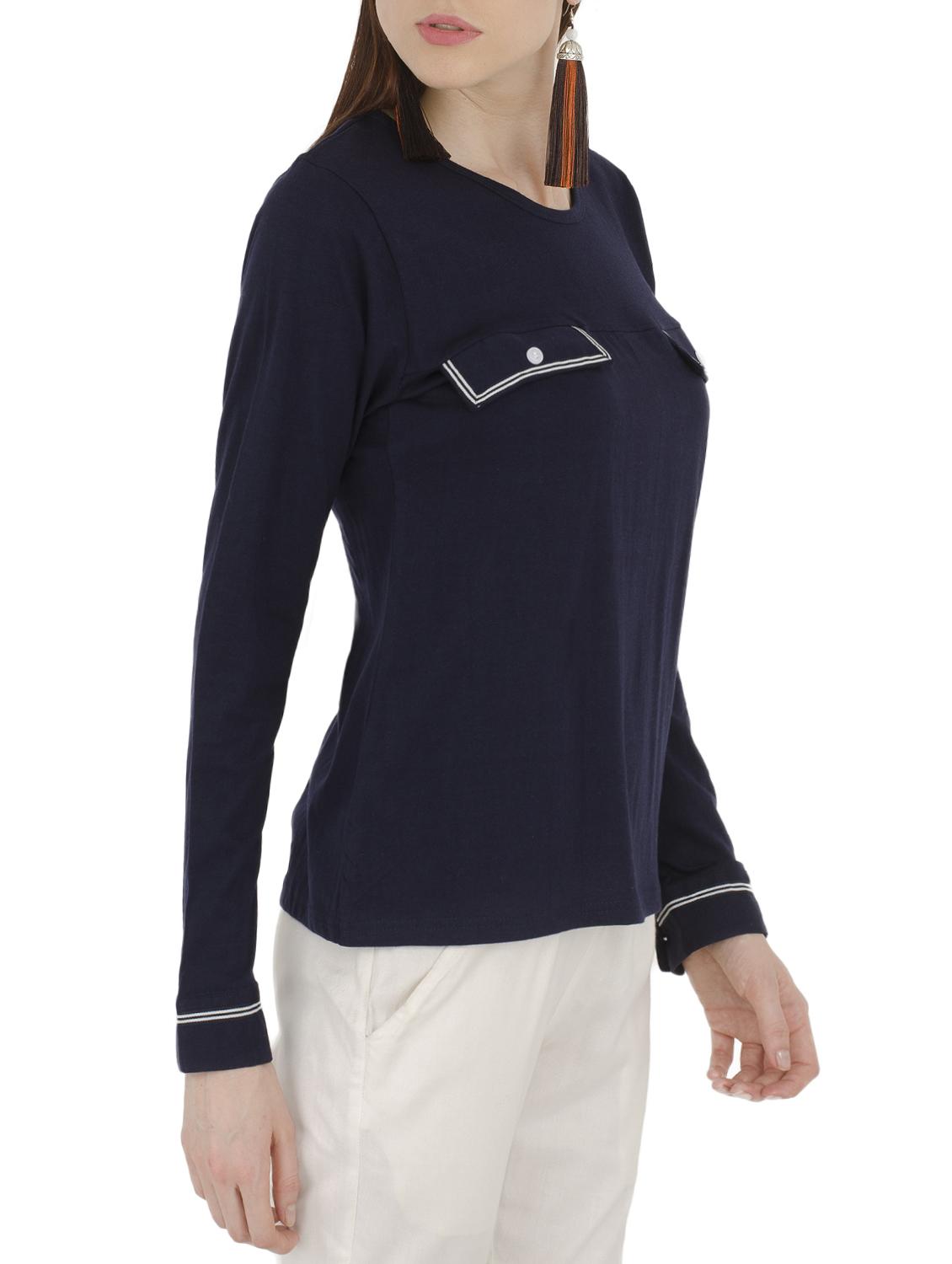 navy blue solid cotton tee - 15118559 - Zoom Image - 2