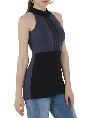 solid blue viscose top - 15118563 - Standard Image - 2