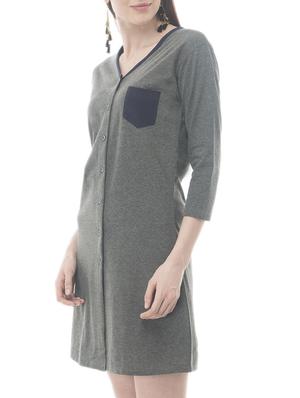 grey solid shirt dress - 15118642 - Standard Image - 2