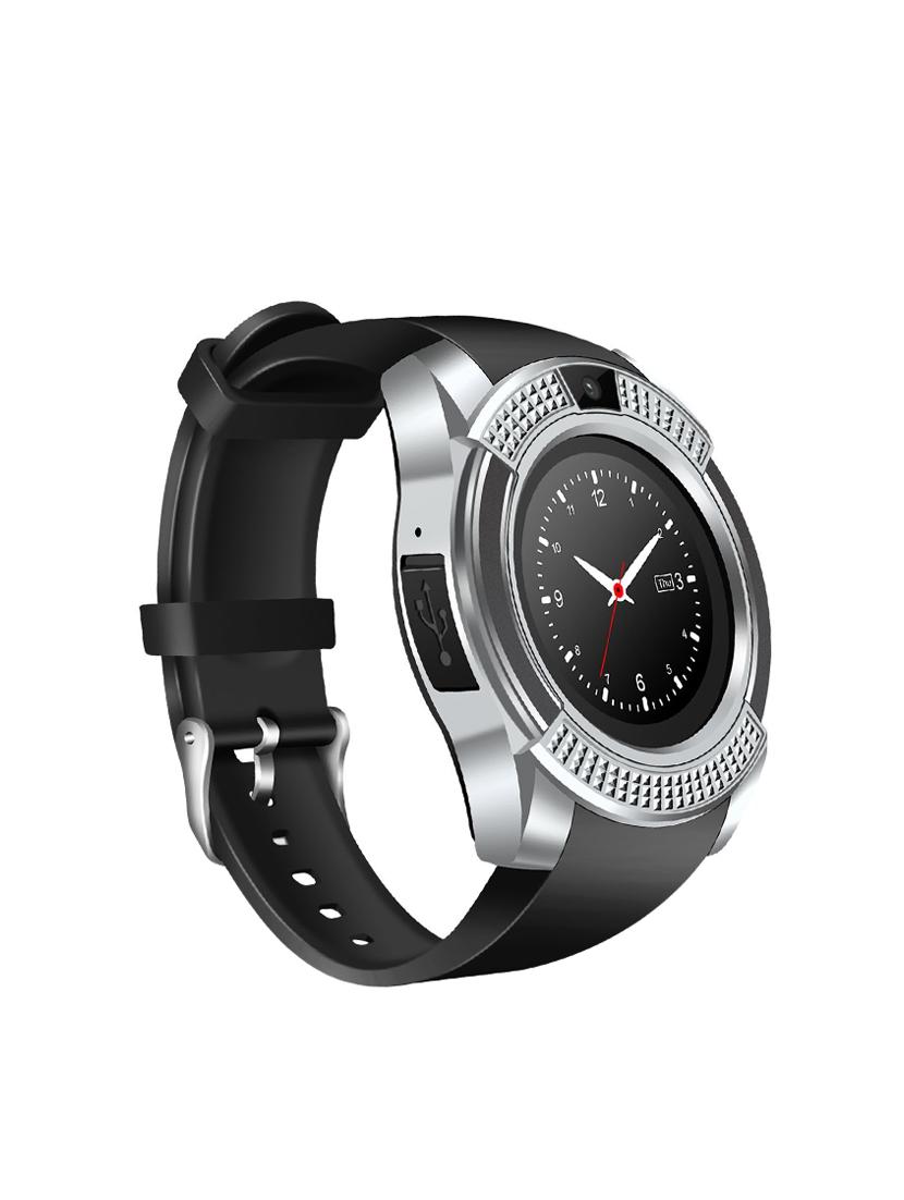 JM New V8 Black Silver Colour Smart Watch With Sim/sd card support - 15118710 - Zoom Image - 2
