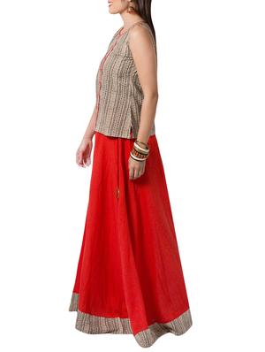 Tassel printed hemline flared skirt - 15118969 - Standard Image - 2