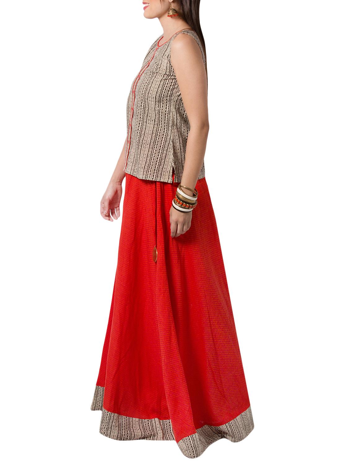Tassel printed hemline flared skirt - 15118969 - Zoom Image - 2