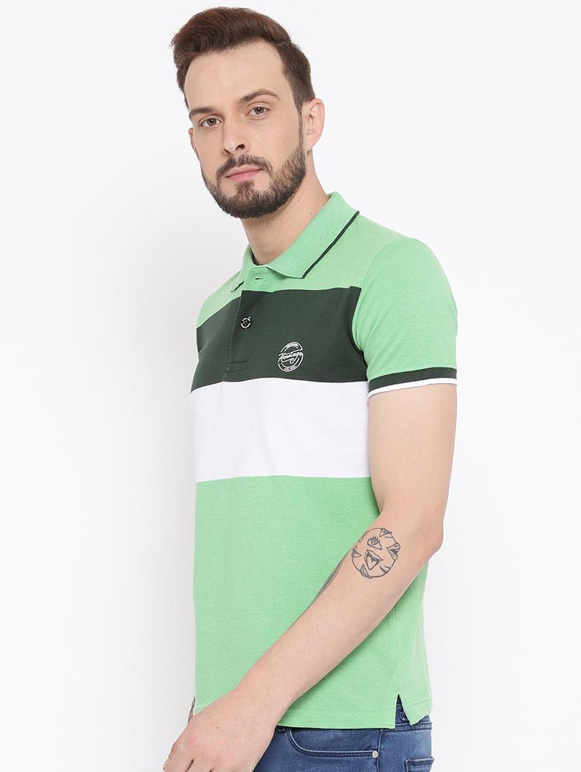 green cotton color block t-shirt - 15119069 - Zoom Image - 2