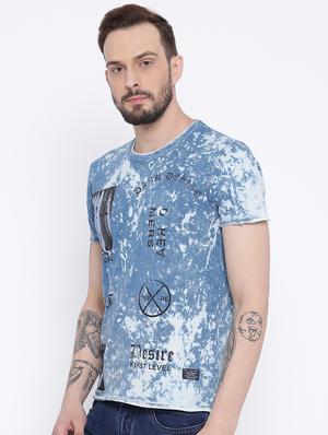 blue cotton front print t-shirt - 15119084 - Standard Image - 2