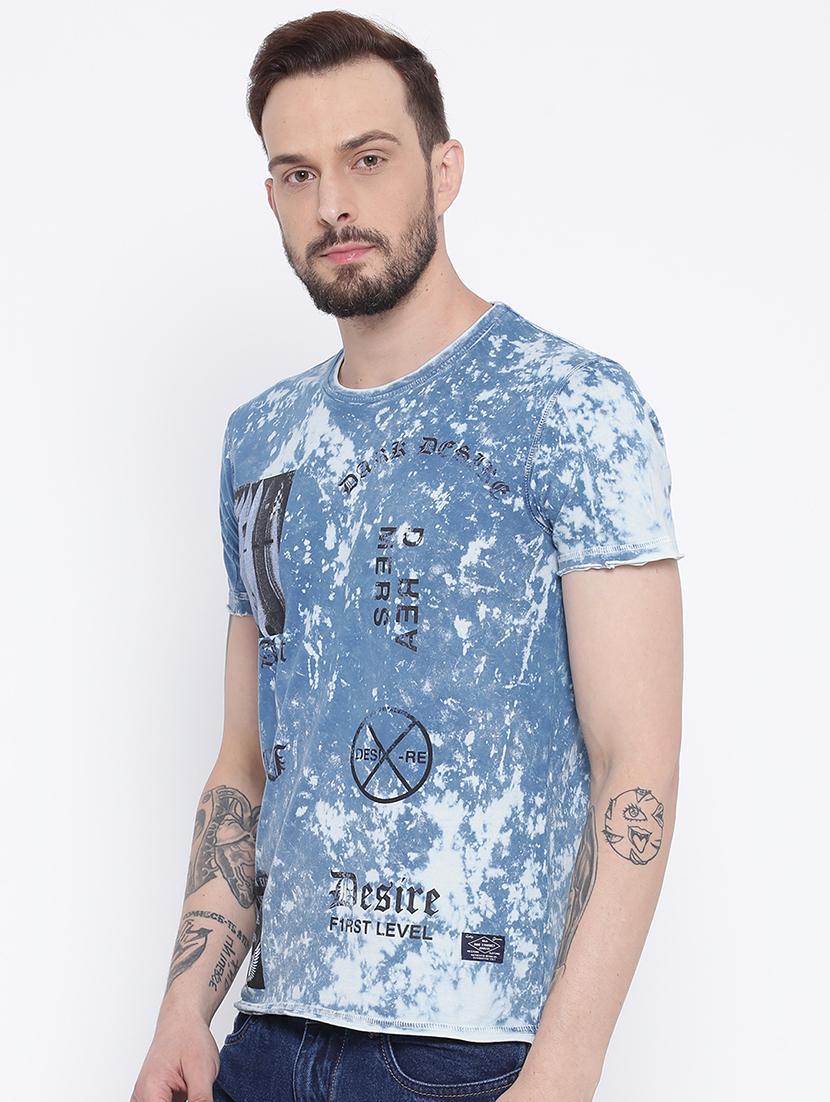 blue cotton front print t-shirt - 15119084 - Zoom Image - 2