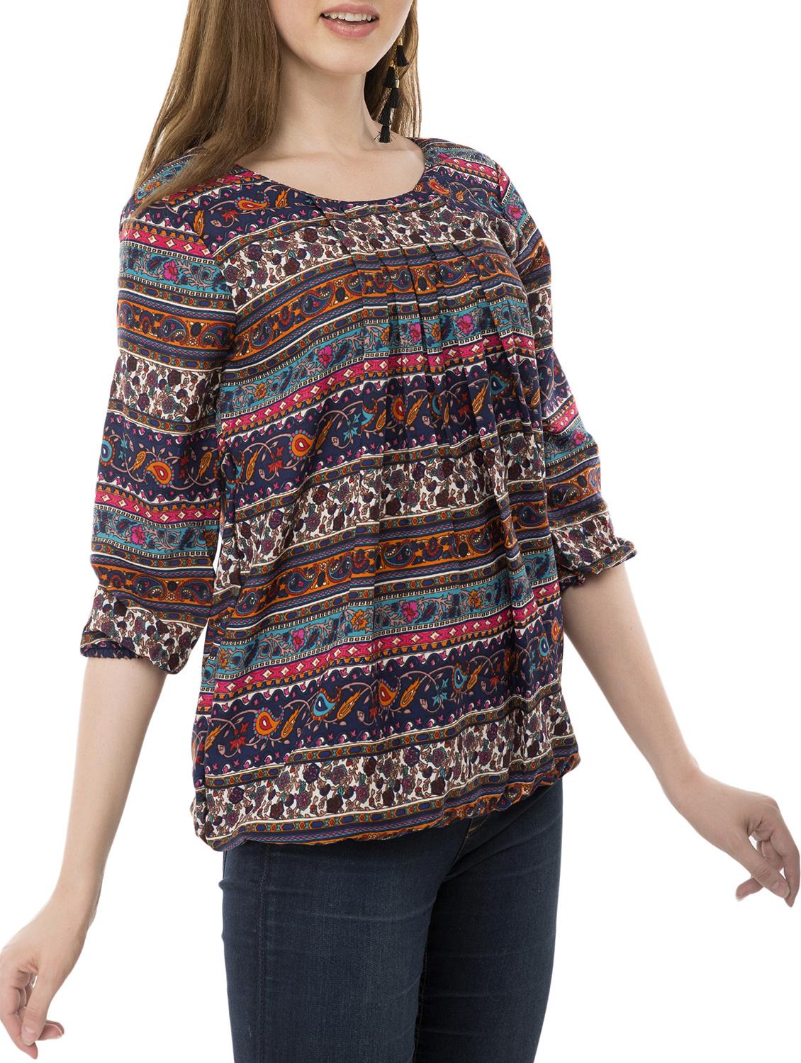 Pleated Front Blouson Top - 15120841 - Zoom Image - 2