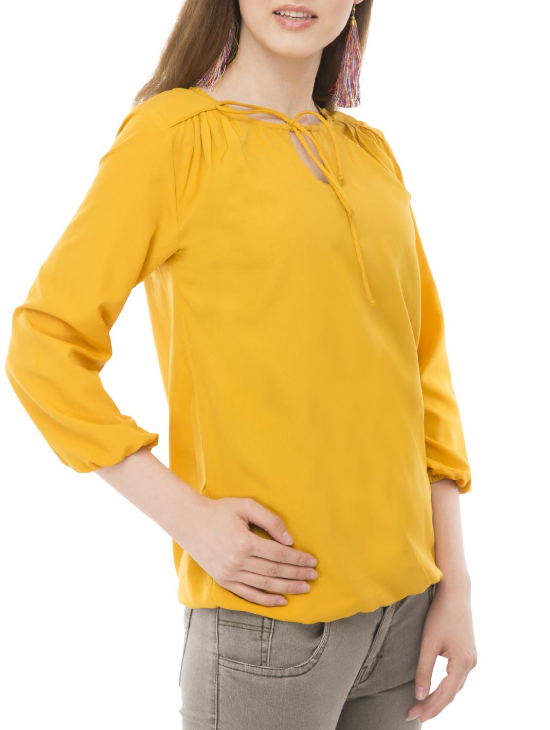 yellow solid blouson top - 15120843 - Zoom Image - 2