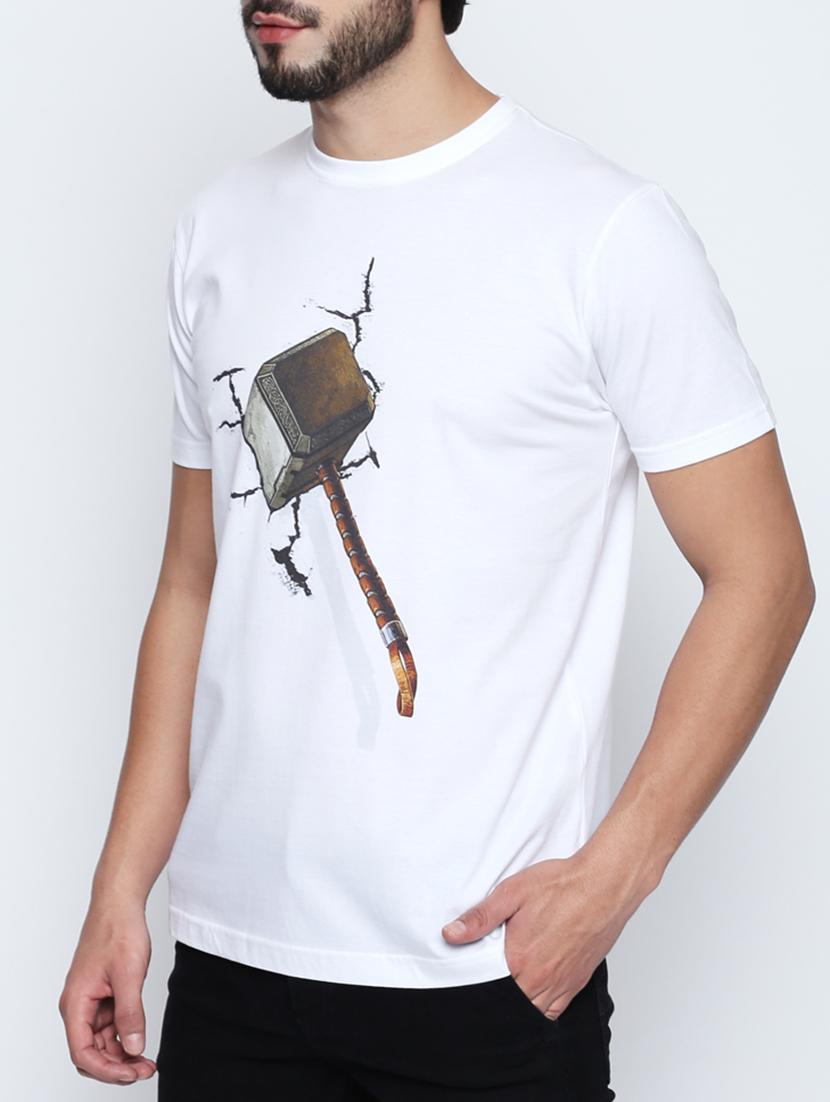 white cotton chest print tshirt - 15120894 - Zoom Image - 2