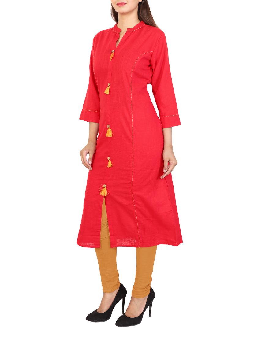 pink rayon straight kurta - 15121001 - Zoom Image - 2