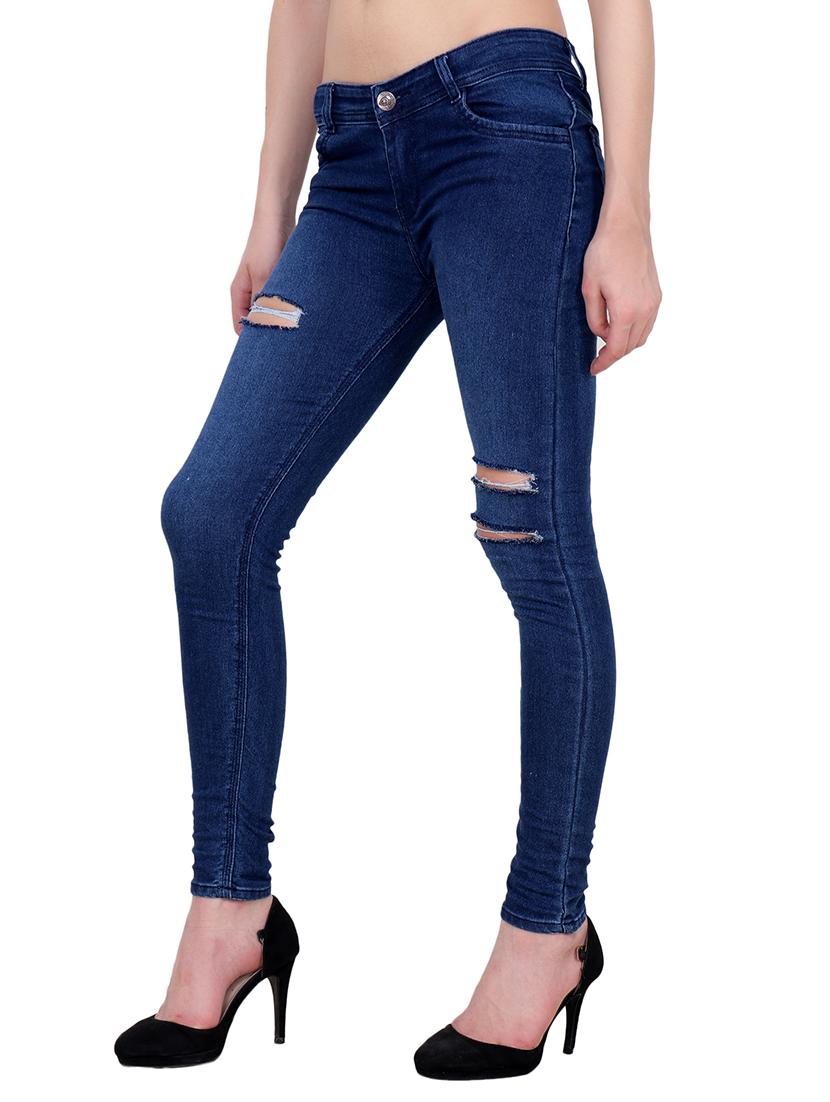 blue denim distressed jeans - 15121072 - Zoom Image - 2