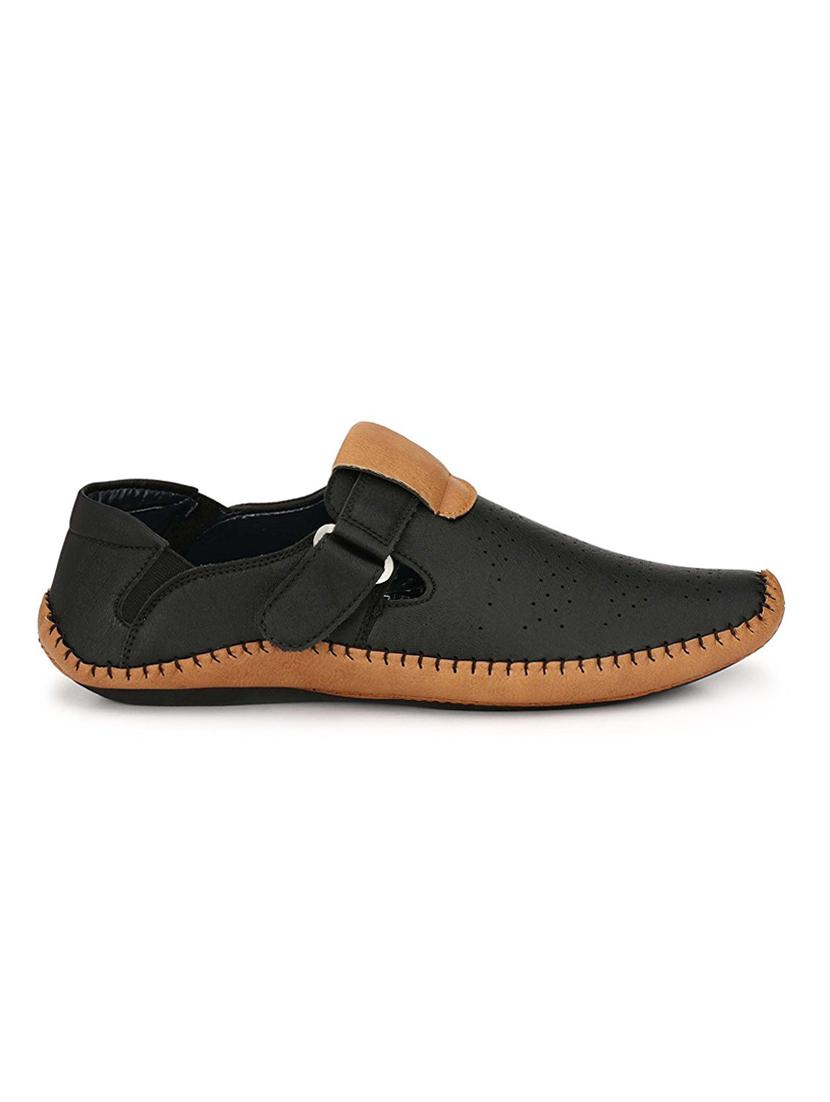 black leatherette slip on sandal - 15121158 - Zoom Image - 2