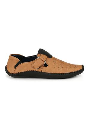 tan leatherette slip on sandal - 15121159 - Standard Image - 2