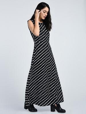 Pleated neck polka dot maxi dress - 15121392 - Standard Image - 2