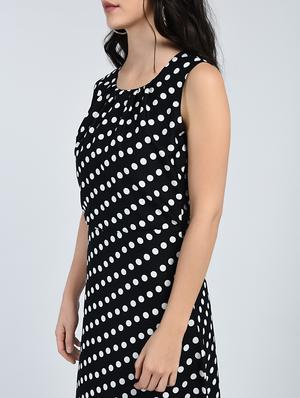 Pleated neck polka dot maxi dress - 15121392 - Standard Image - 5