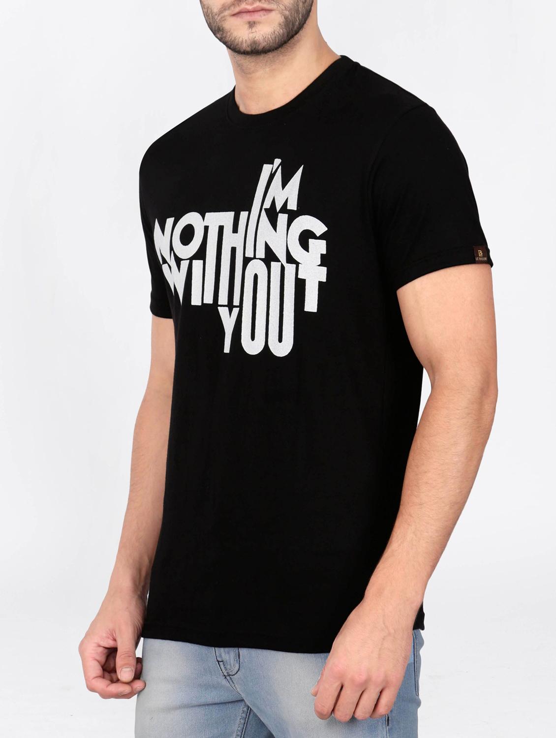 black cotton chest print tshirt - 15121709 - Zoom Image - 2