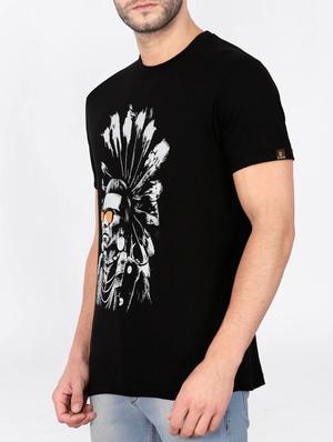 black cotton chest print tshirt - 15121712 - Standard Image - 2
