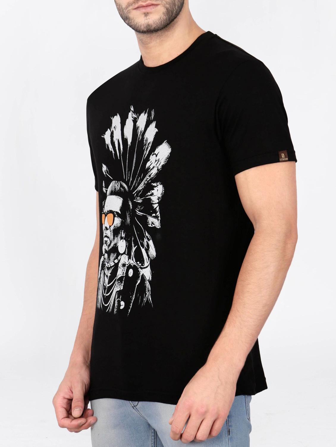black cotton chest print tshirt - 15121712 - Zoom Image - 2