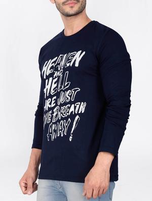 blue cotton front print t-shirt - 15121727 - Standard Image - 2