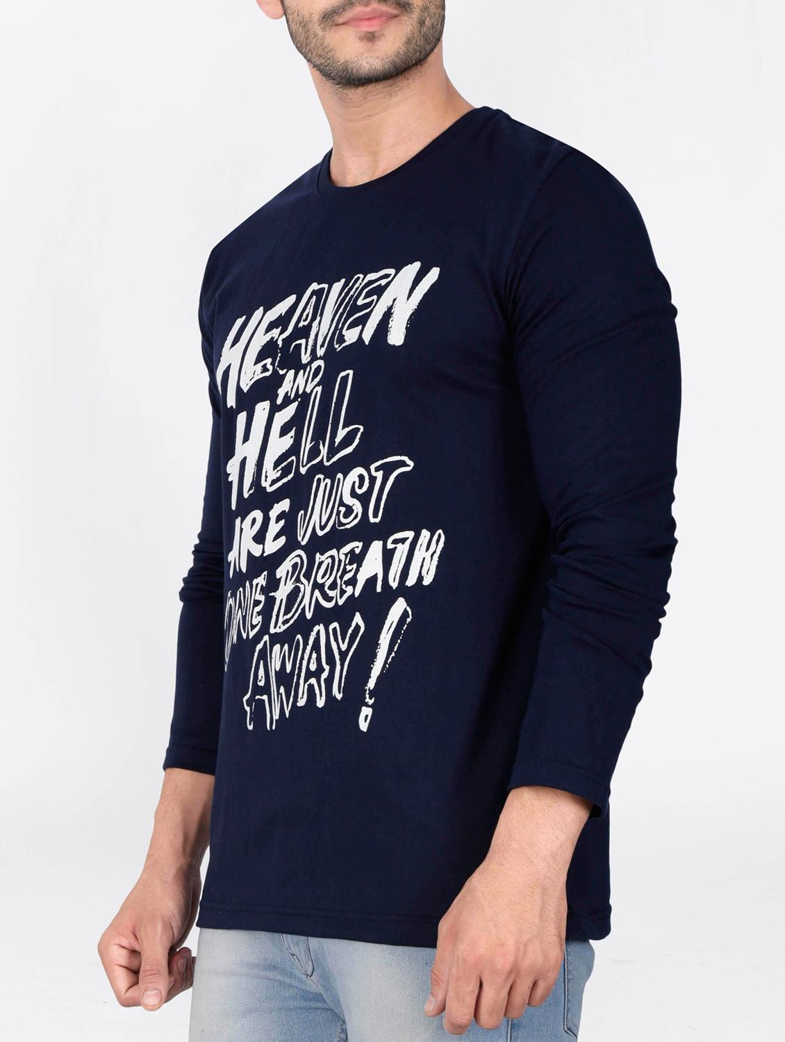 blue cotton front print t-shirt - 15121727 - Zoom Image - 2