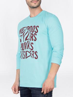 turquoise cotton chest print t-shirt - 15121755 - Standard Image - 2