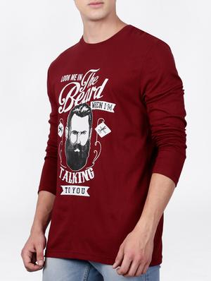 maroon cotton front print t-shirt - 15121820 - Standard Image - 2