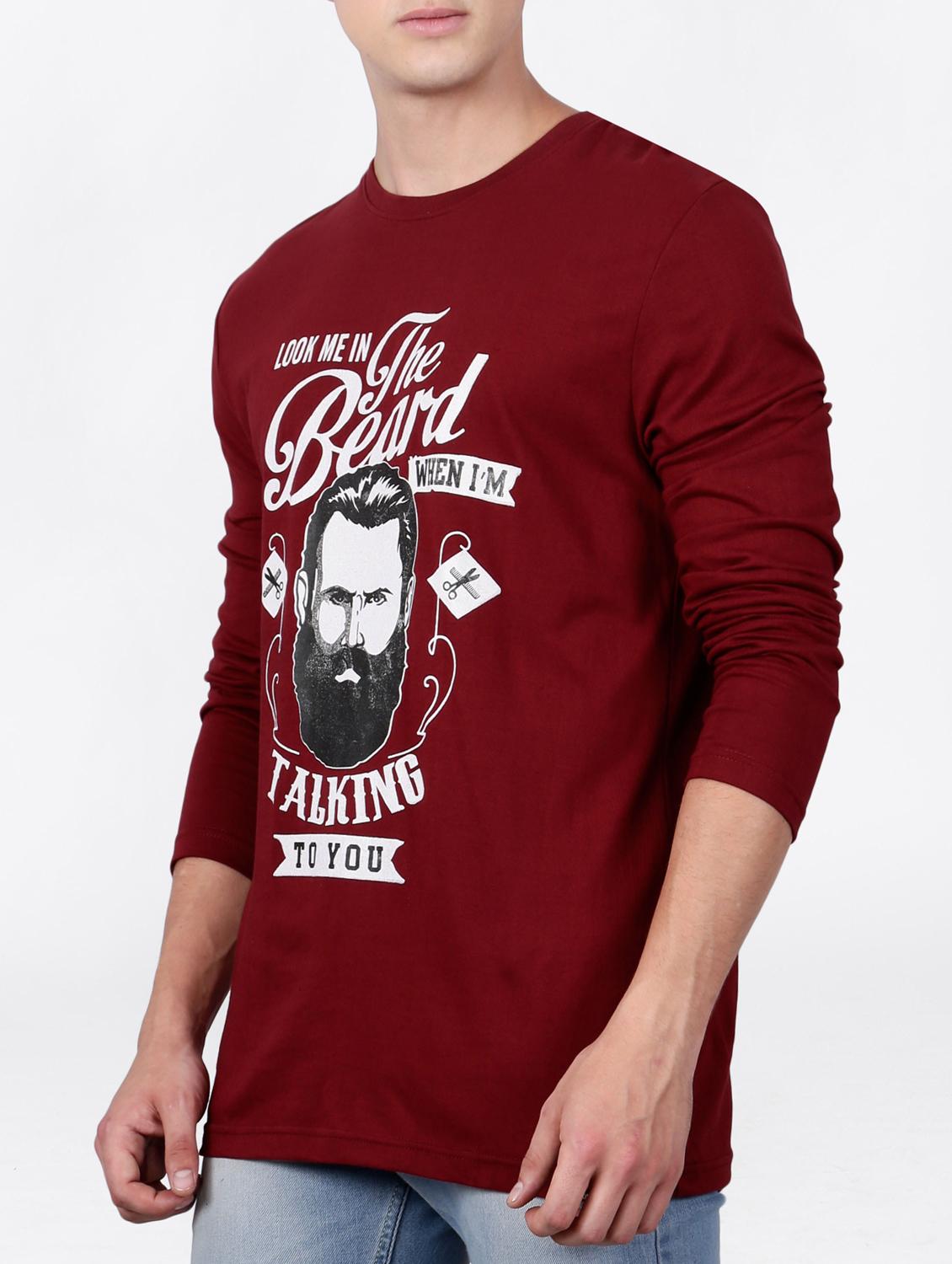 maroon cotton front print t-shirt - 15121820 - Zoom Image - 2