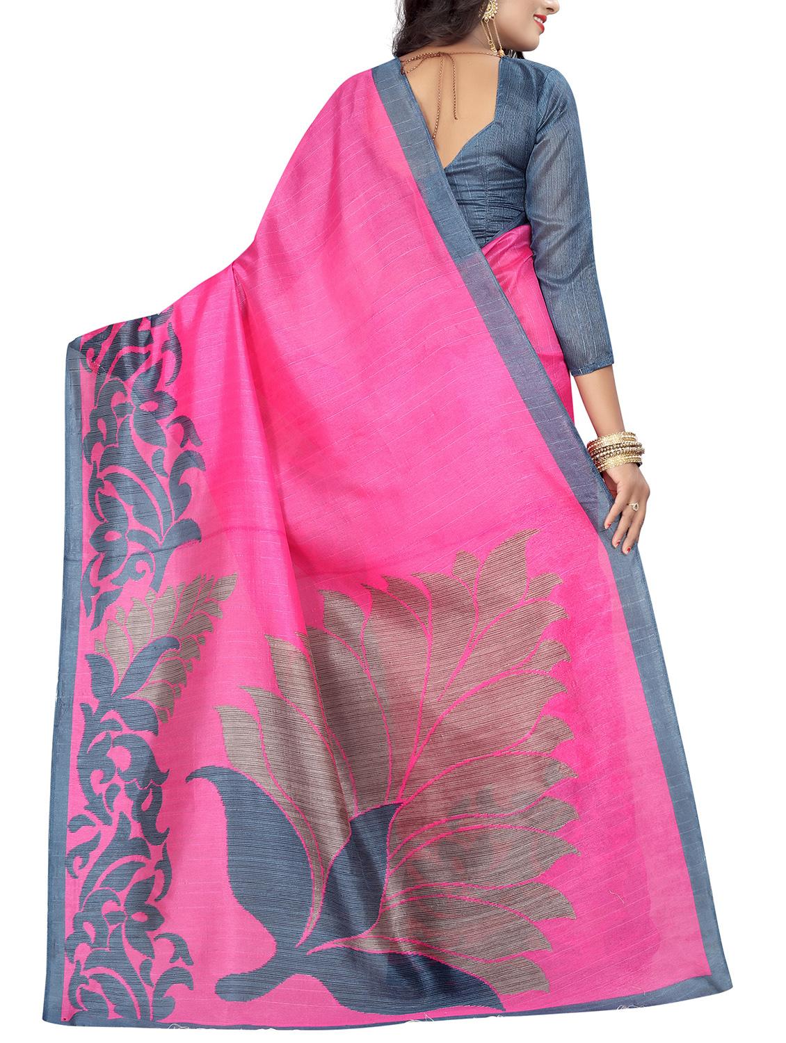 pink silk blend bhagalpuri saree with blouse - 15122013 - Zoom Image - 2