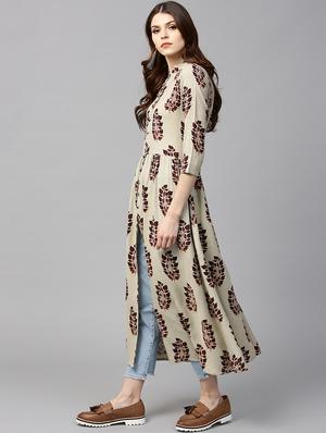 grey rayon straight kurta - 15122105 - Standard Image - 2