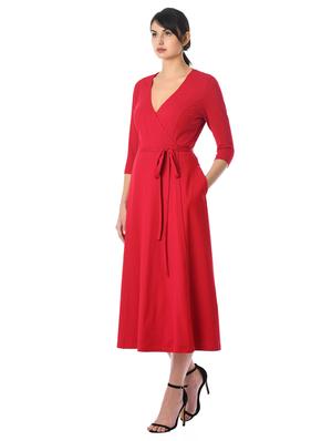 red solid wrap dress - 15122266 - Standard Image - 2