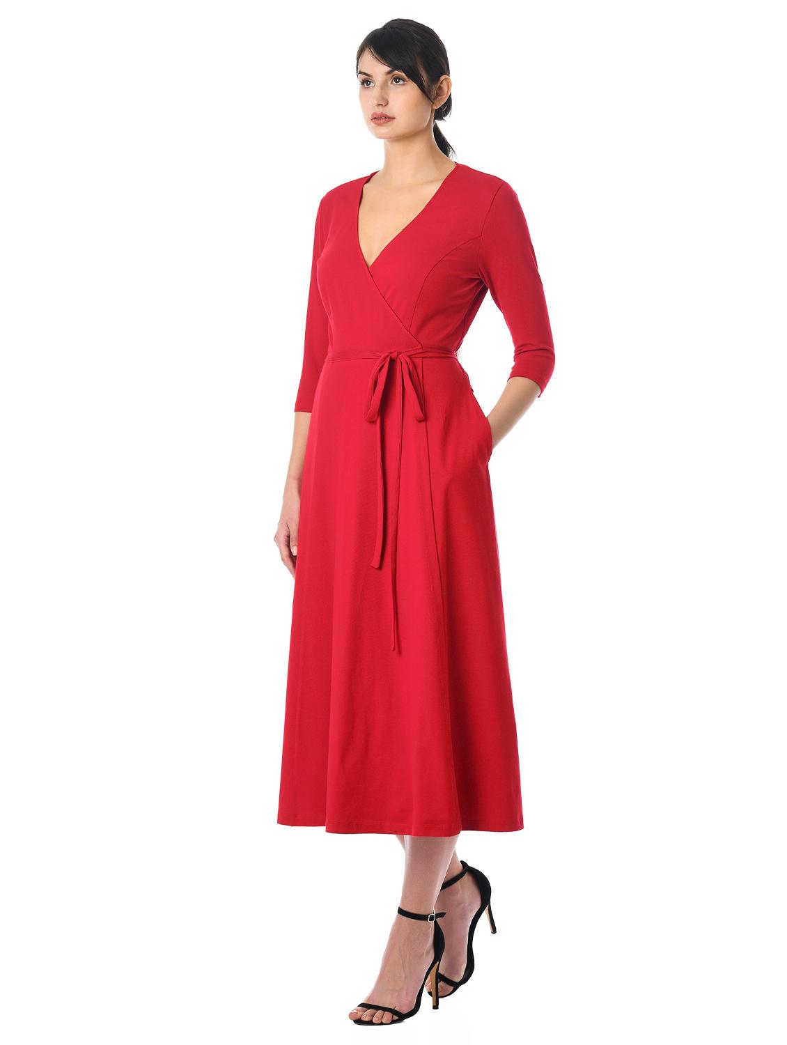 red solid wrap dress - 15122266 - Zoom Image - 2