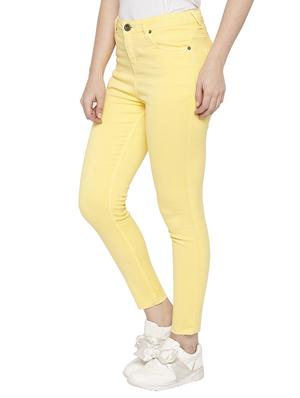 yellow solid denim jeans - 15122334 - Standard Image - 2