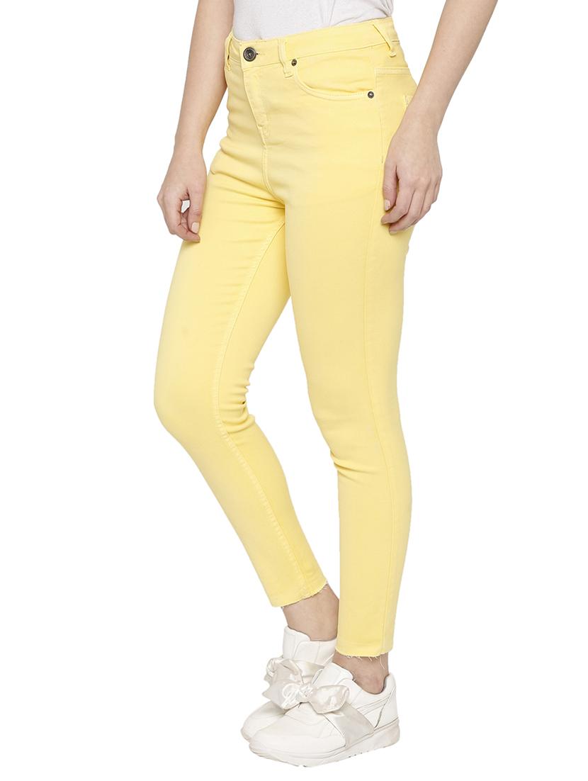 yellow solid denim jeans - 15122334 - Zoom Image - 2