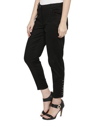 solid black cotton cigarette pant - 15122337 - Standard Image - 2