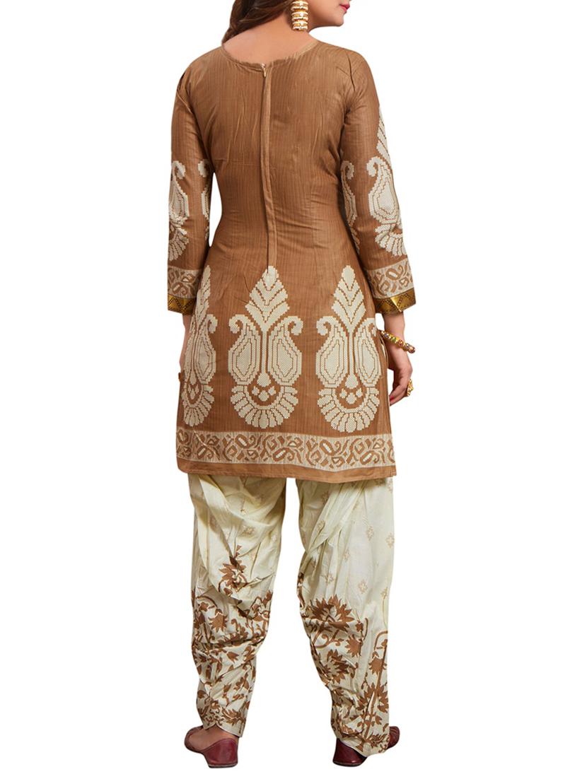 brown unstitched salwar suit - 15122478 - Zoom Image - 2