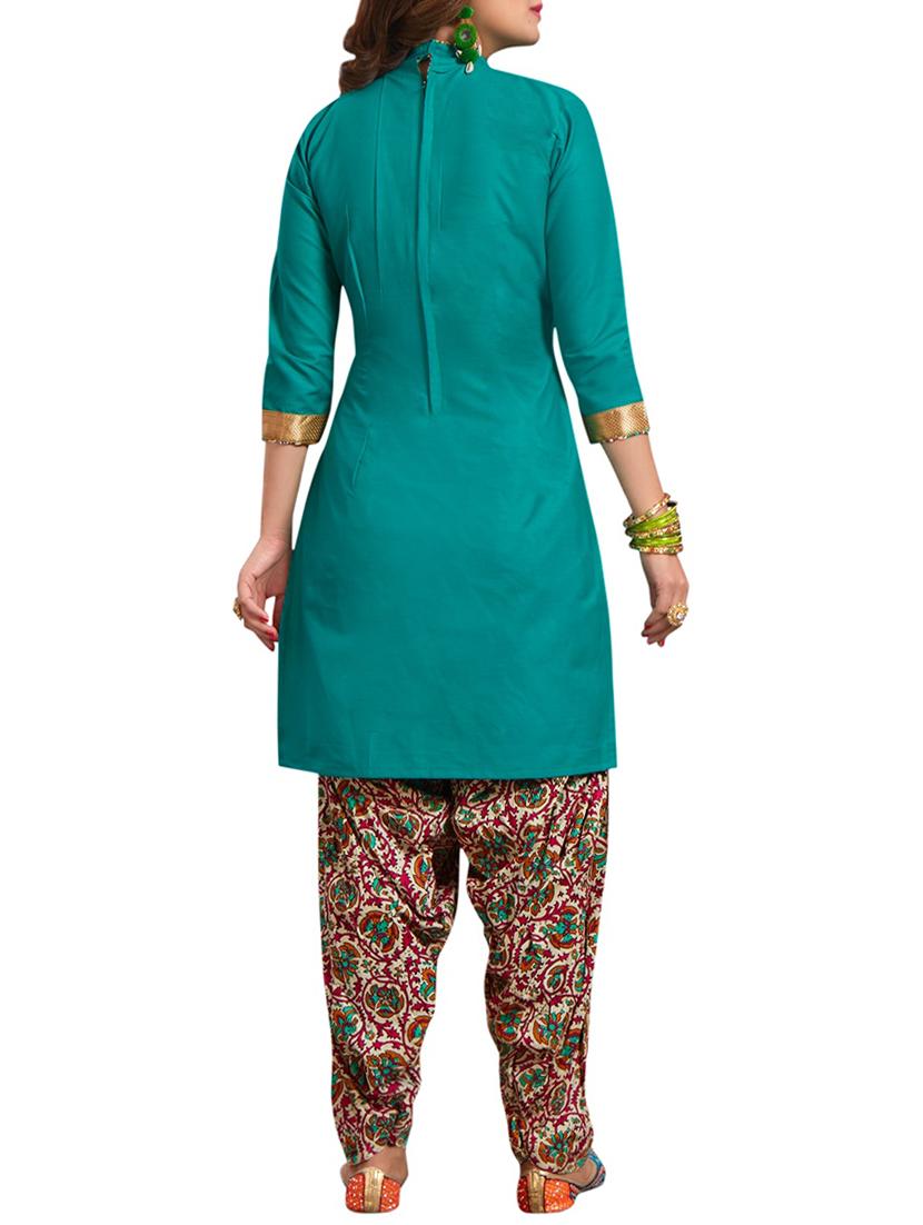 green unstitched salwar suit - 15122485 - Zoom Image - 2