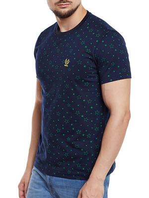 navy blue cotton all over print t-shirt - 15122903 - Standard Image - 2