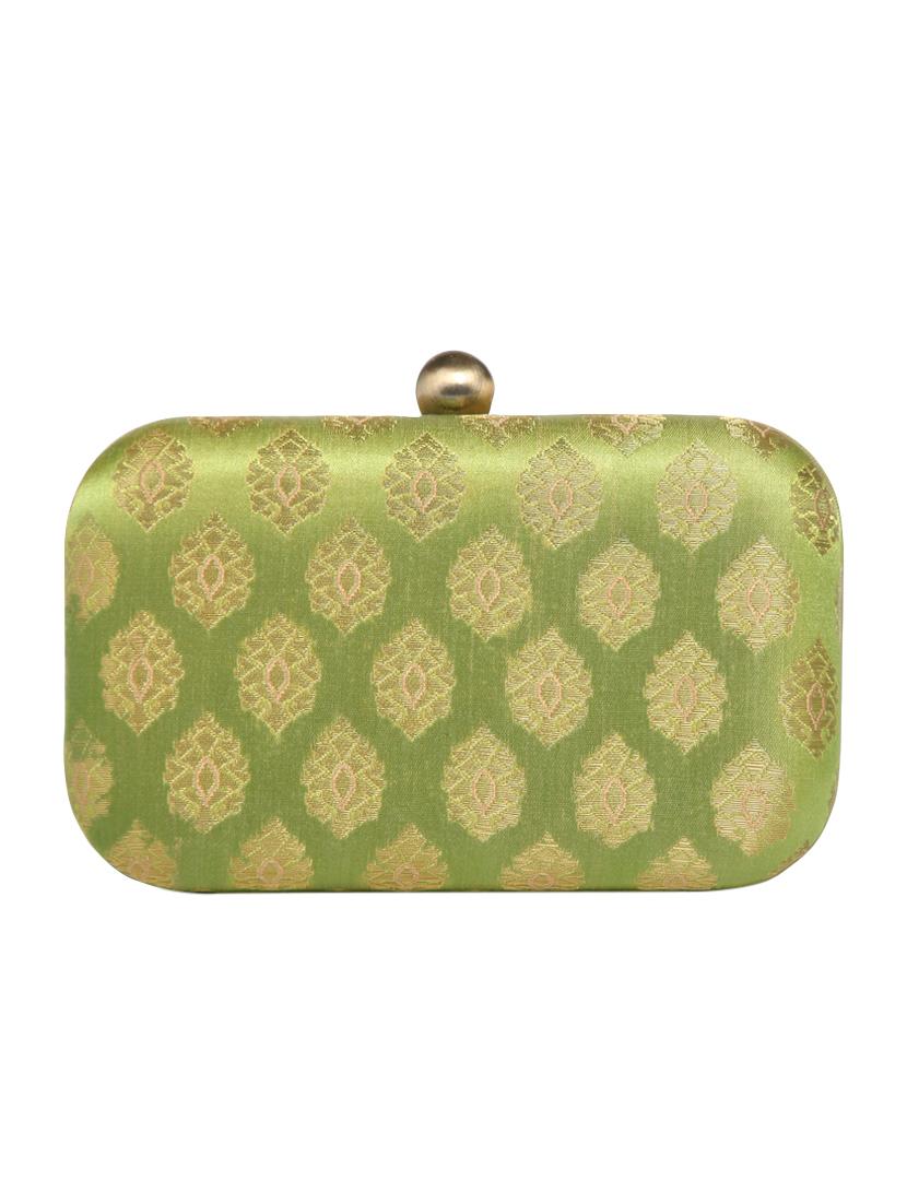 green silk box clutch - 15123030 - Zoom Image - 2