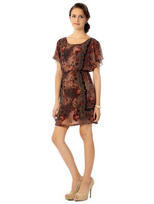 brown printed blouson dress - 15123841 - Standard Image - 2