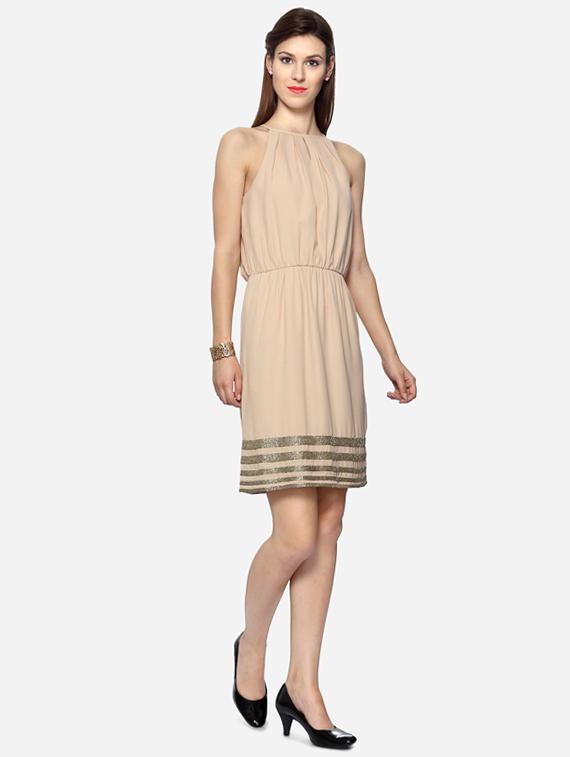 beige cotton blouson dress - 15123865 - Zoom Image - 2
