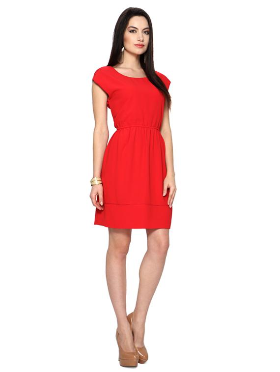 red solid blouson dress - 15123870 - Zoom Image - 2